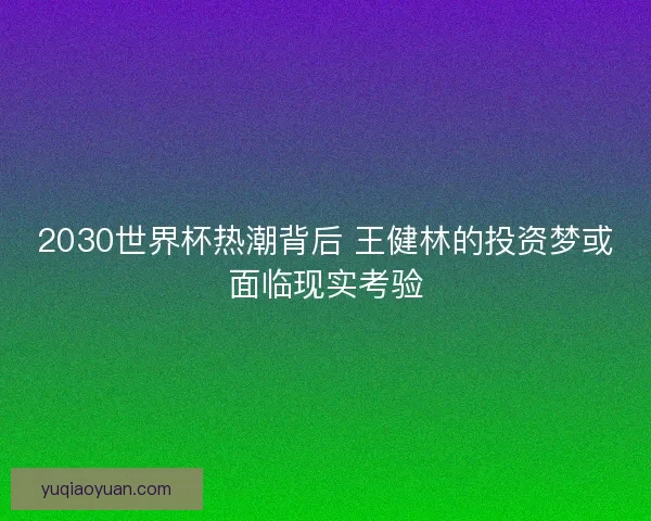 2030世界杯热潮背后 王健林的投资梦或面临现实考验