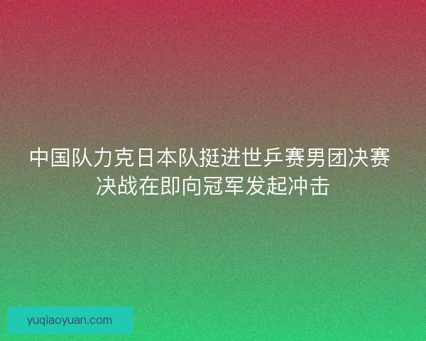 中国队力克日本队挺进世乒赛男团决赛 决战在即向冠军发起冲击