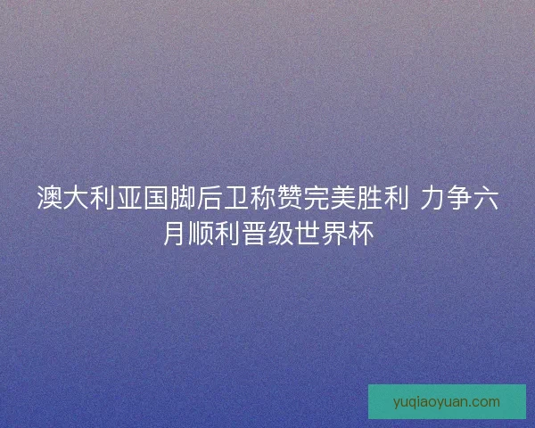 澳大利亚国脚后卫称赞完美胜利 力争六月顺利晋级世界杯 澳大利亚国脚后卫称赞完美胜利 力争六月顺利晋级世界杯